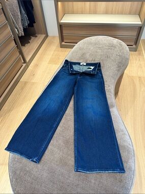 PAIGE Denim Wide-Leg Jeans in Dark Blue Wash Anessa Overdrive 26 NWT